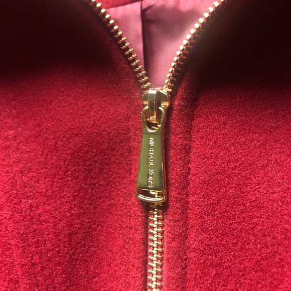 Michael Kors Red Gold Zipper Pea Coat Sz 2p - Picture 7 of 10
